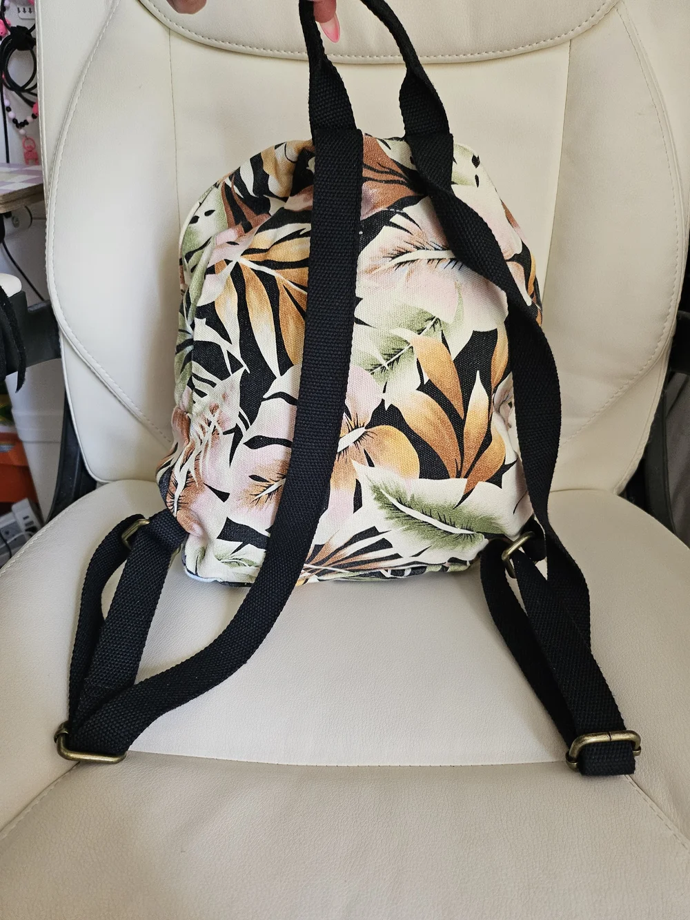 Billabong Mini Backpack in Black with Pink & Green Tropical Print - Picture 5 of 9